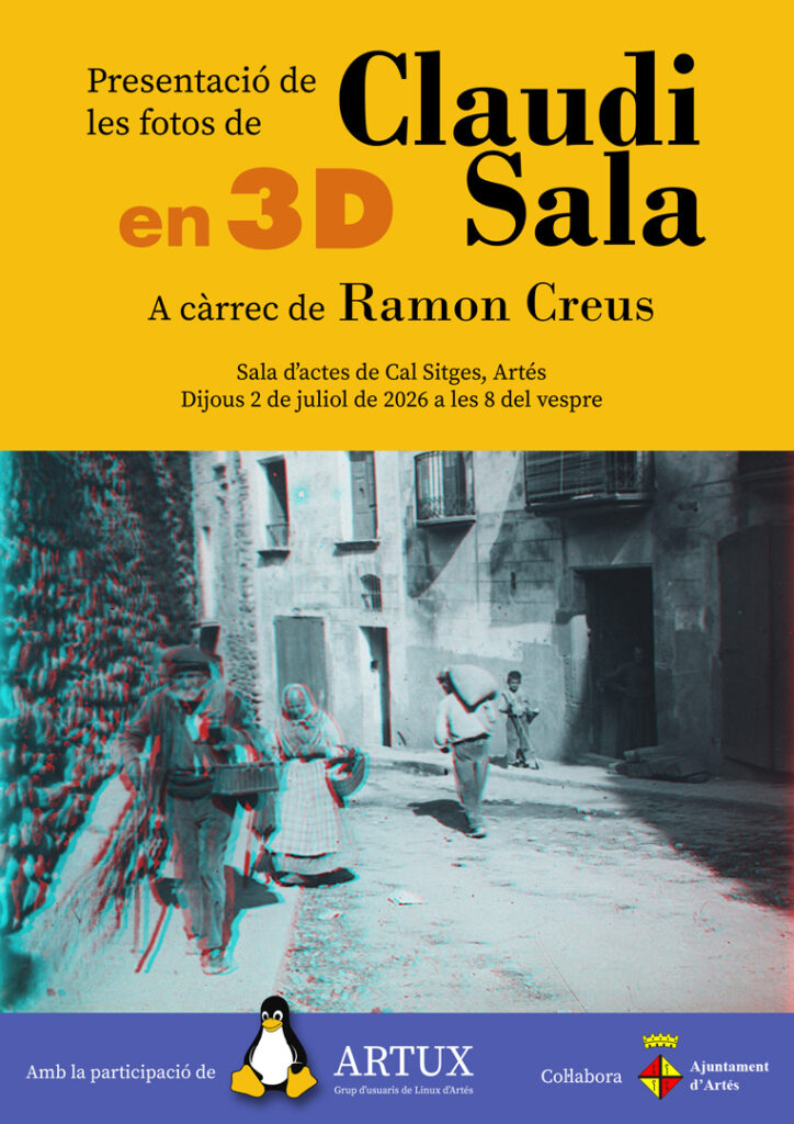 Cartell de la presentació de les fotos anàglifes del Dr. Claudi Sala